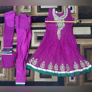 Vibrant purple and green anarkali/ Indian Pakistani dress